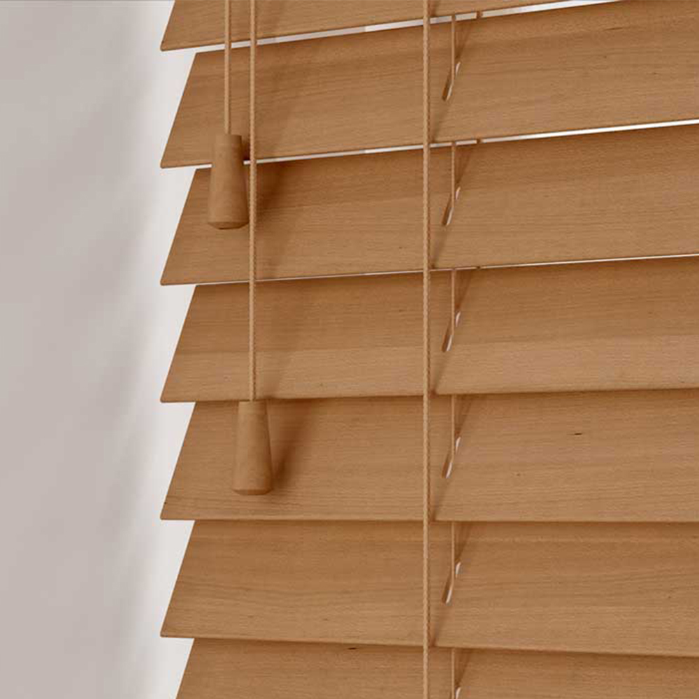 New Edge Blinds Wooden Venetian Blinds with Strings Caramel Oak 60cm Image 2