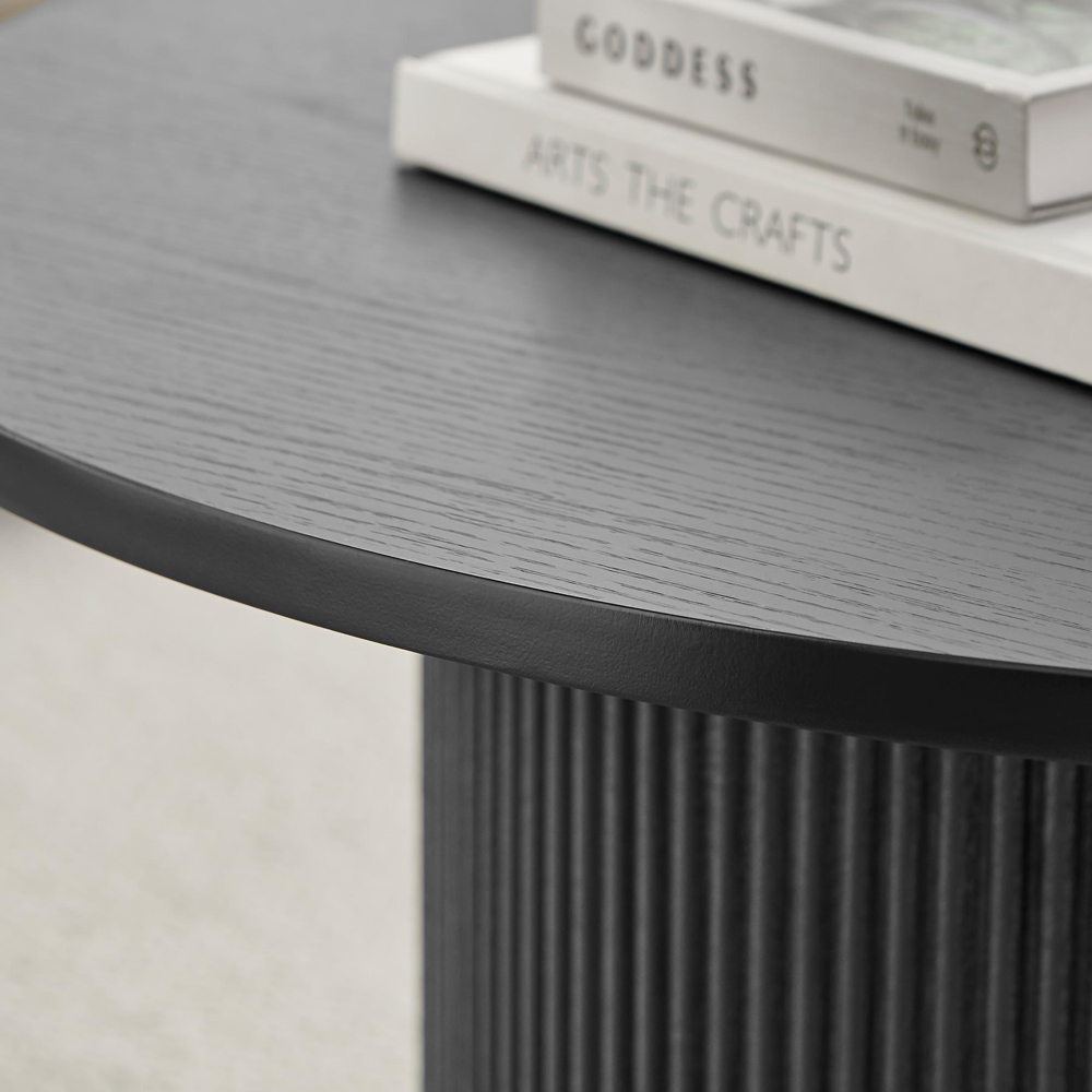 Furniturebox Penfold Black Round Wooden Pedestal Coffee Table Image 4