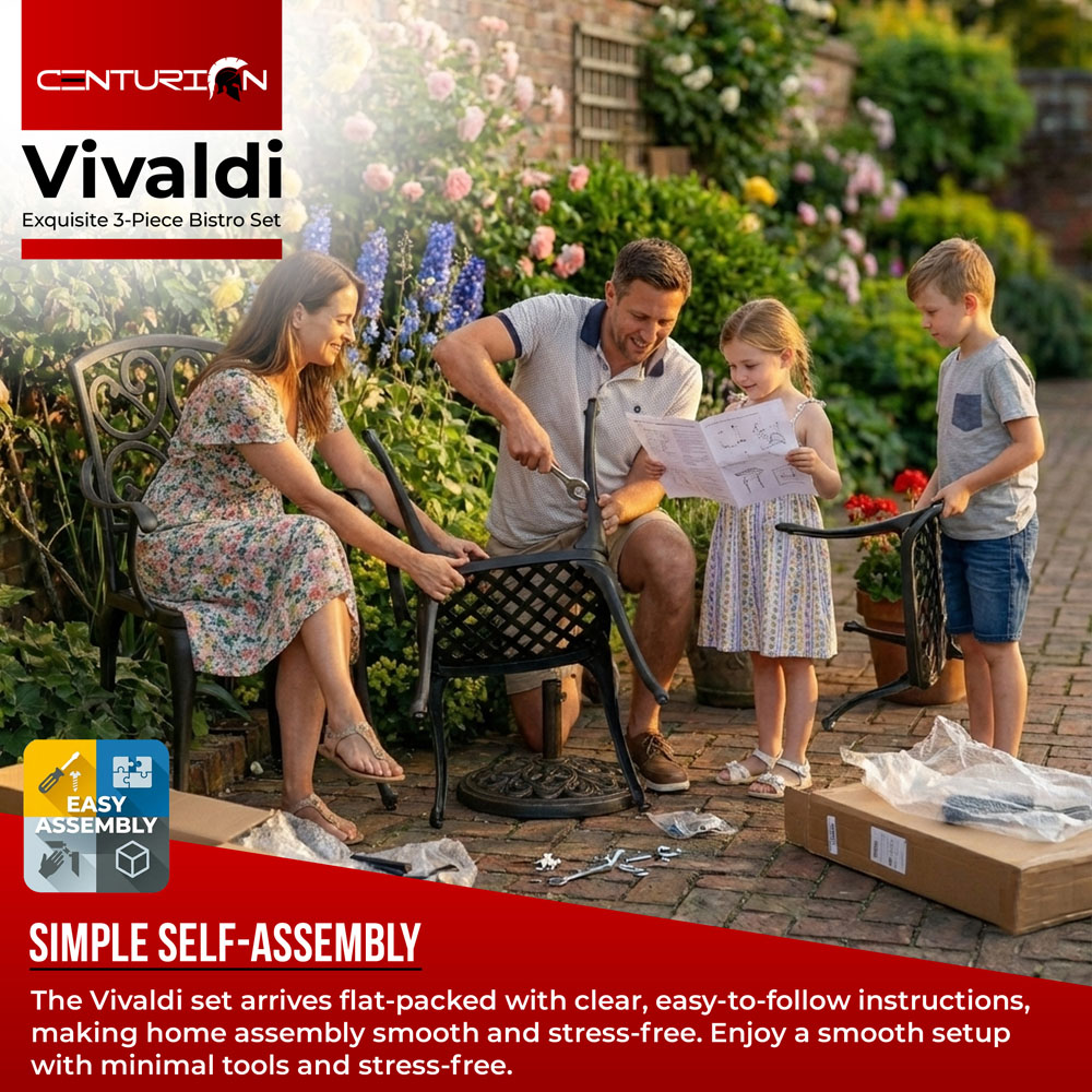 Centurion Vivaldi 2 Seater Black Aluminium Garden Bistro Set Image 8