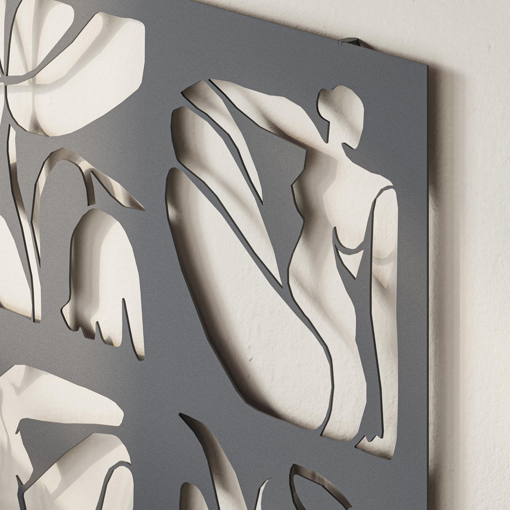 Decortie Aitus Abstract Nude Female Design Black Metal Wall Art Image 3