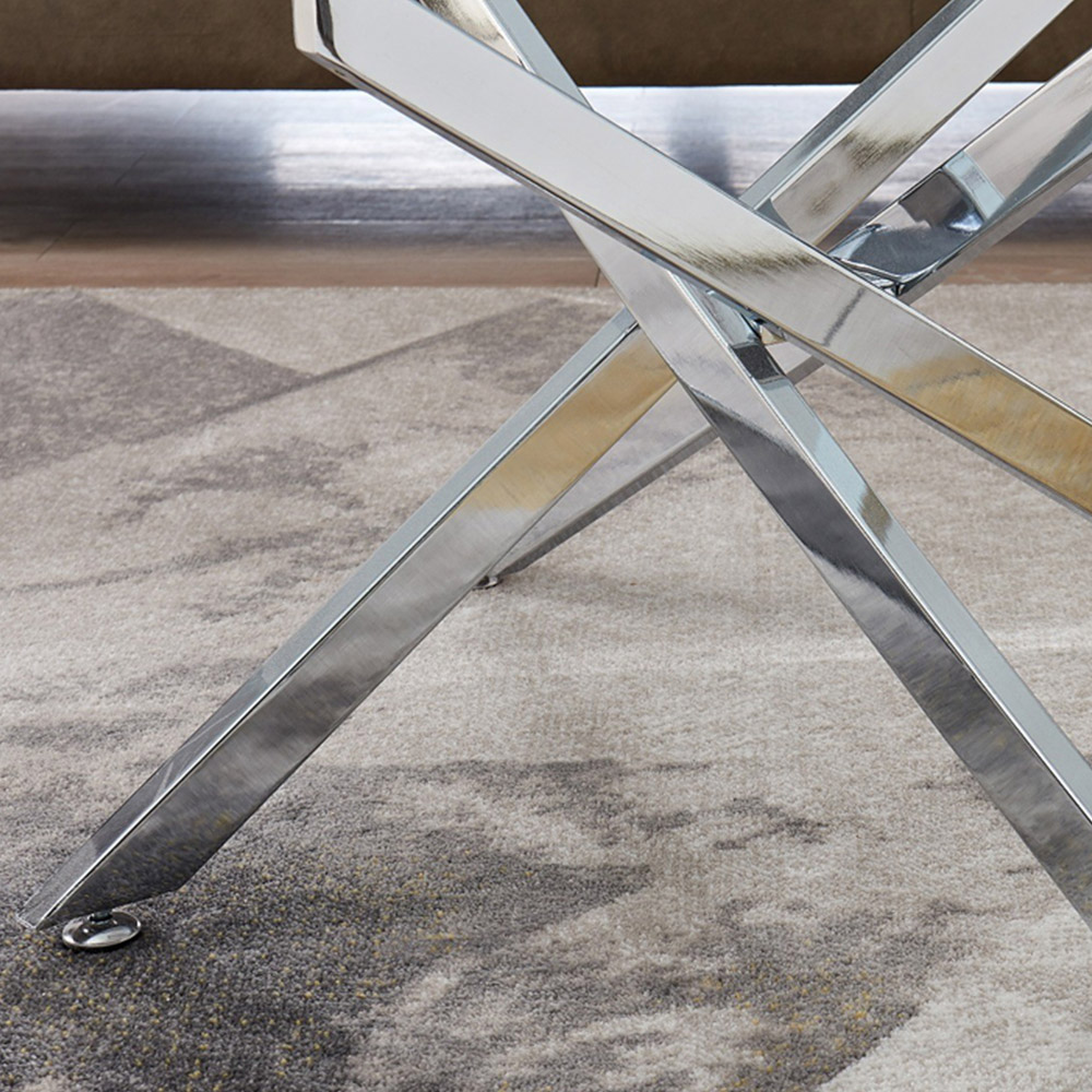 Furniturebox Tavalo White Marble Effect Glass Coffee Table with Silver Legs Image 2