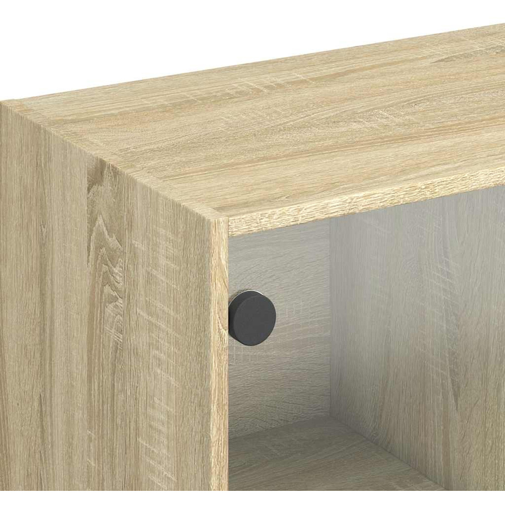 vidaXL 2 Glass Door 2 Shelf Sonoma Oak Sideboard Image 9