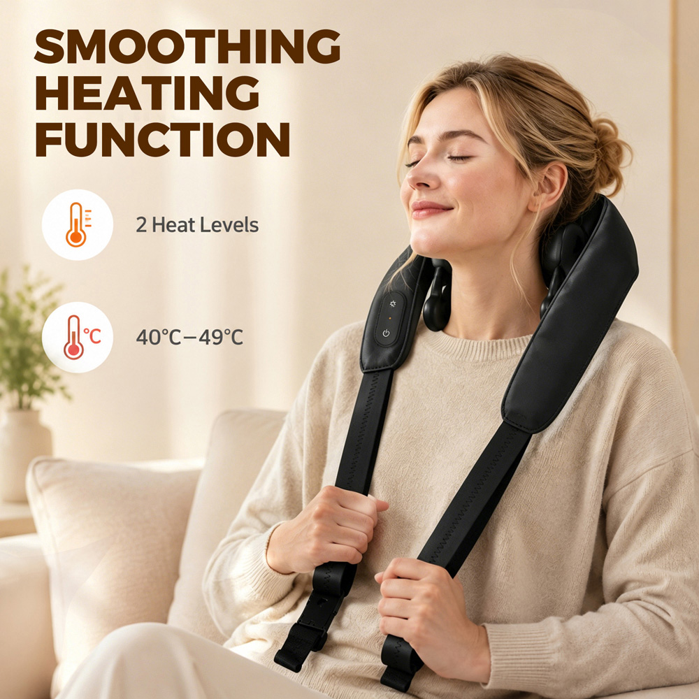 HOMCOM Heat and 4D Shiatsu Shoulder and Neck Cordless Massager Image 4
