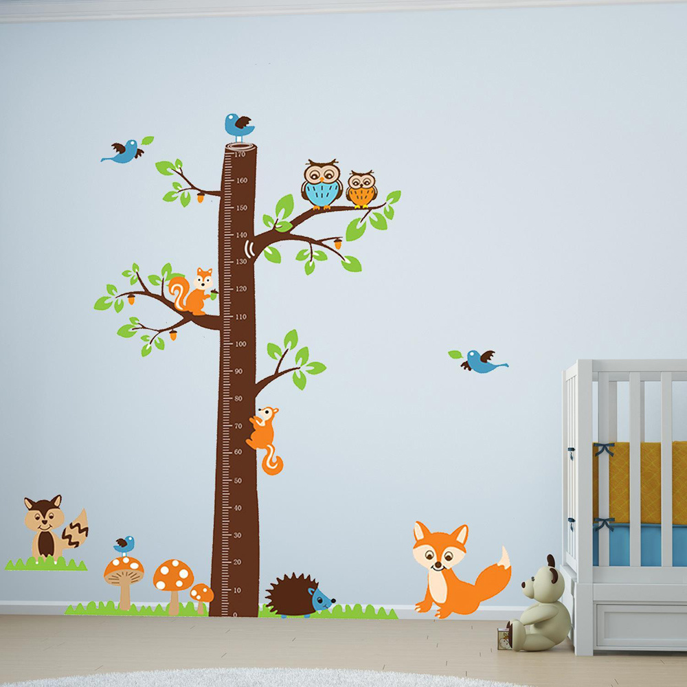 Walplus Kids Fox Tree Height Measure Self Adhesive Wall Stickers Image 2