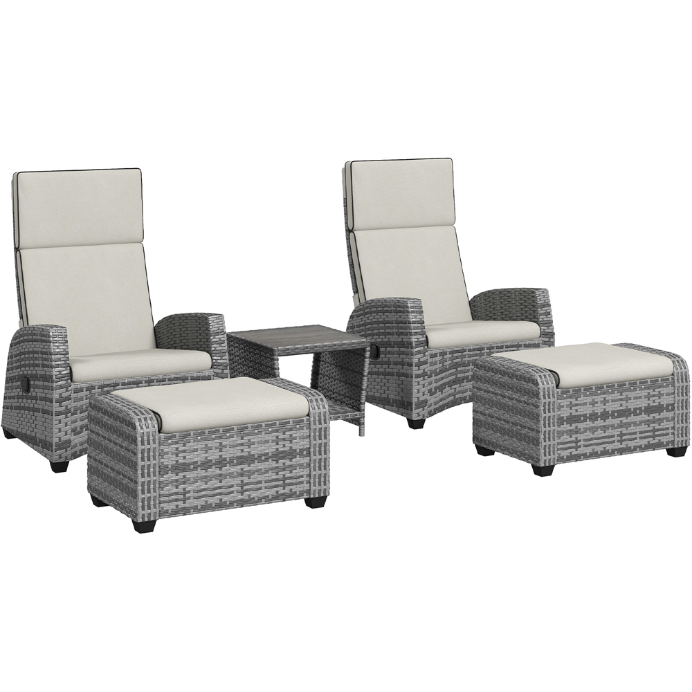 Outsunny 2 Seater Light Grey Rattan Garden Furniture Set Image 2