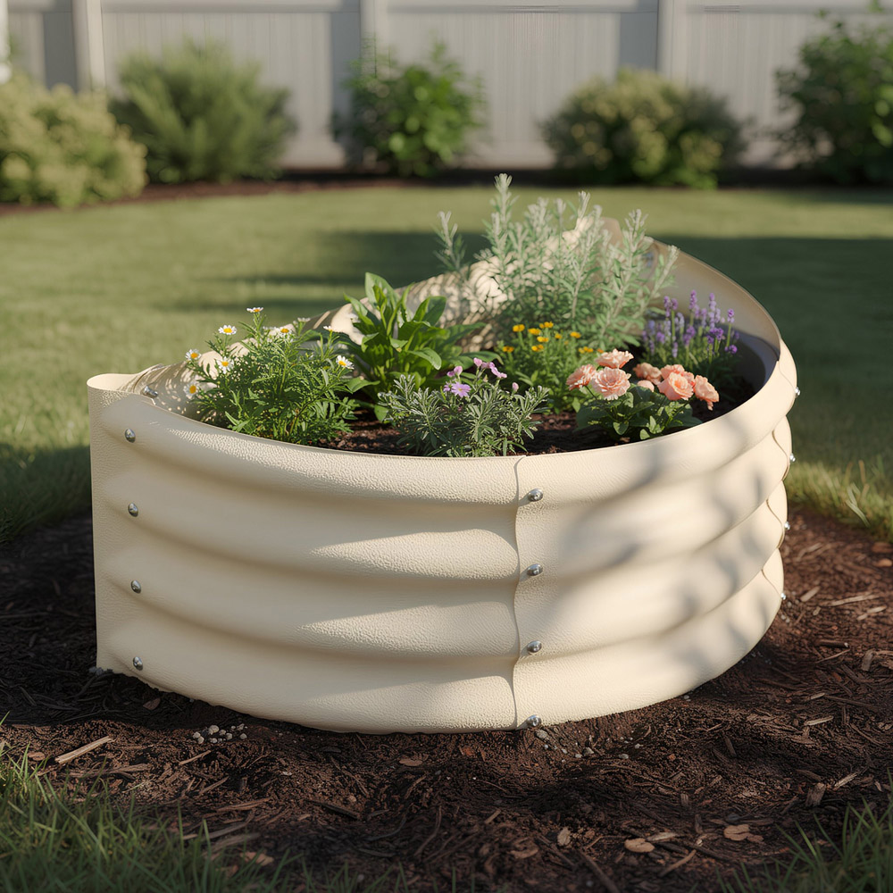 Harbour Housewares Ivory Semicircle Galvanised Steel Raised Garden Bed 60 x 30cm 2 Pack Image 3