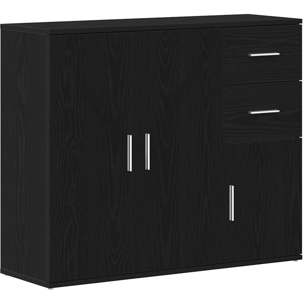 vidaXL 3 Door 2 Drawer Black Wooden Sideboard Image 2