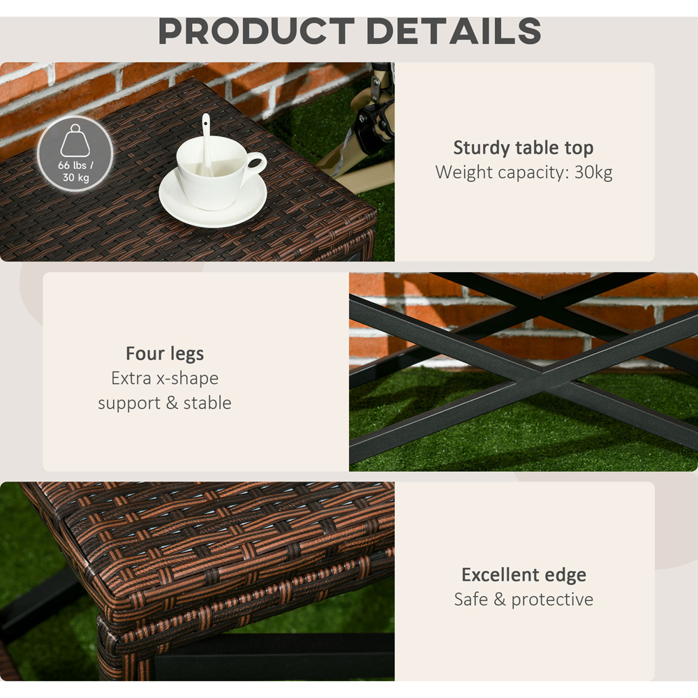 Outsunny PE Rattan Plastic Board Garden Coffee Table Image 6