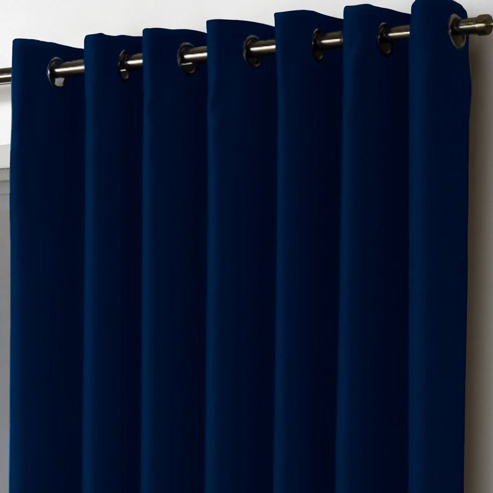 Alan Symonds Essential Navy Plain Ring Top Eyelet Curtains 117 x 183cm Image 3