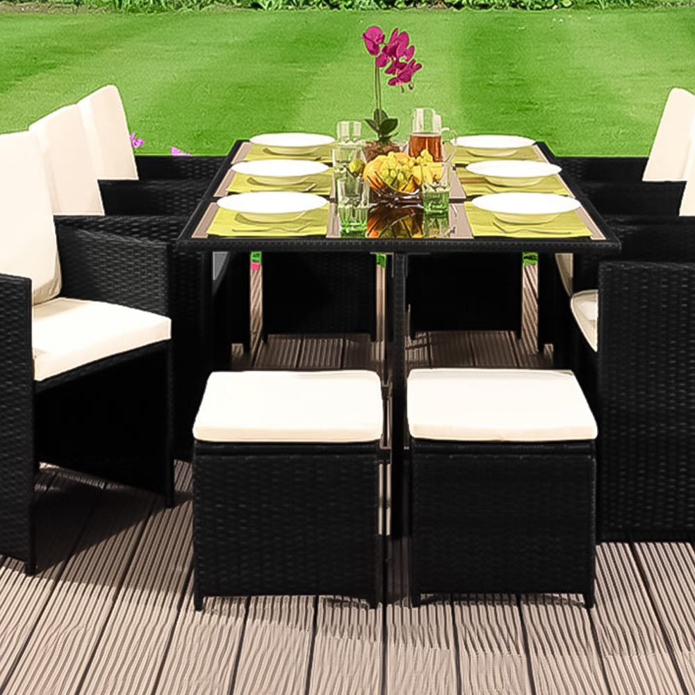 Brooklyn Cube 6 Seater Garden Dining Set Black Image 2