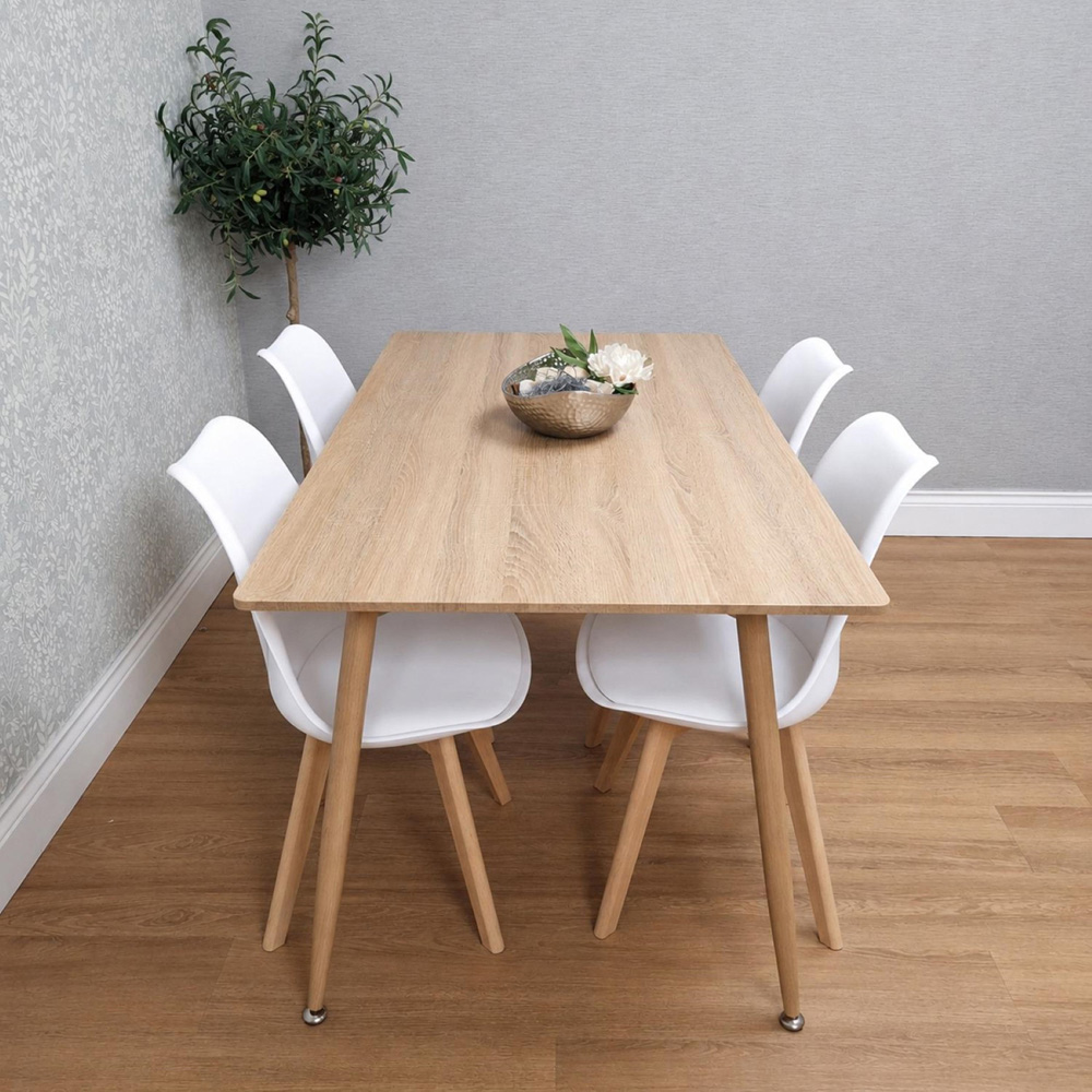 Kosy Koala 4 Seater Wood Effect Faux Leather Dining Set White Image 4
