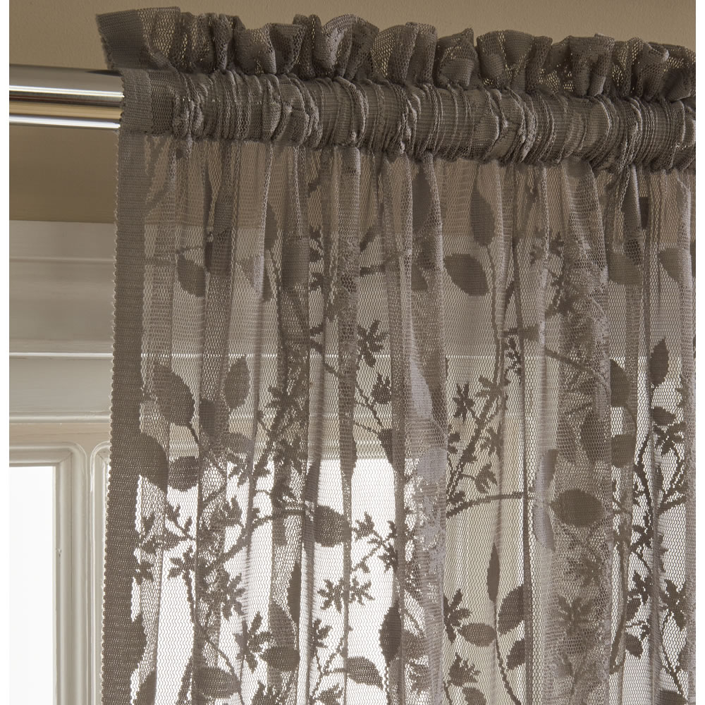 Wilko Grey Floral Slot Top Voile 145 W x 183cm D Image 4