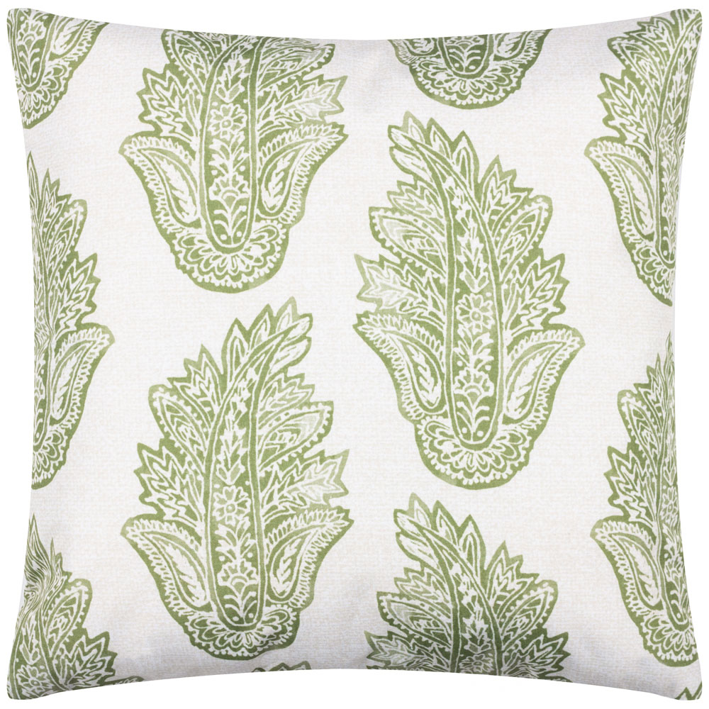 Paoletti Kalindi Olive Paisley Floral UV and Water Resistant Outdoor Cushion Image 2