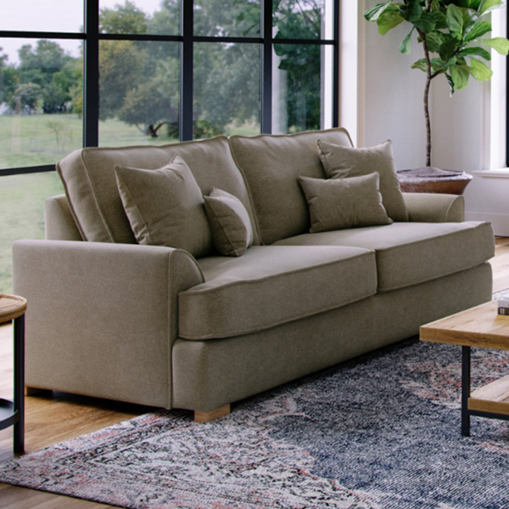 Alba City 3 Seater Fossil Fabric Sofa Image 1