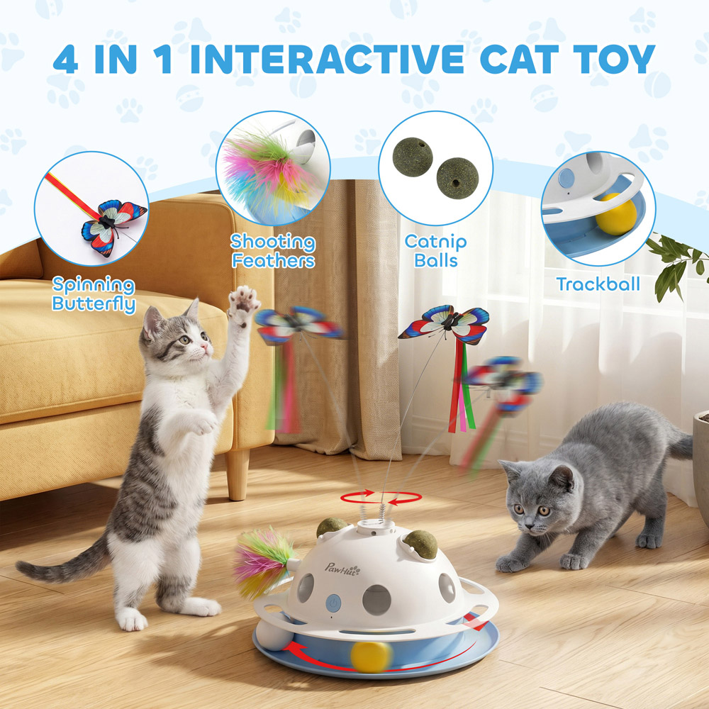 PawHut 4-in-1 Interactive Cat Toys with Butterfly and Catnip Ball Image 5