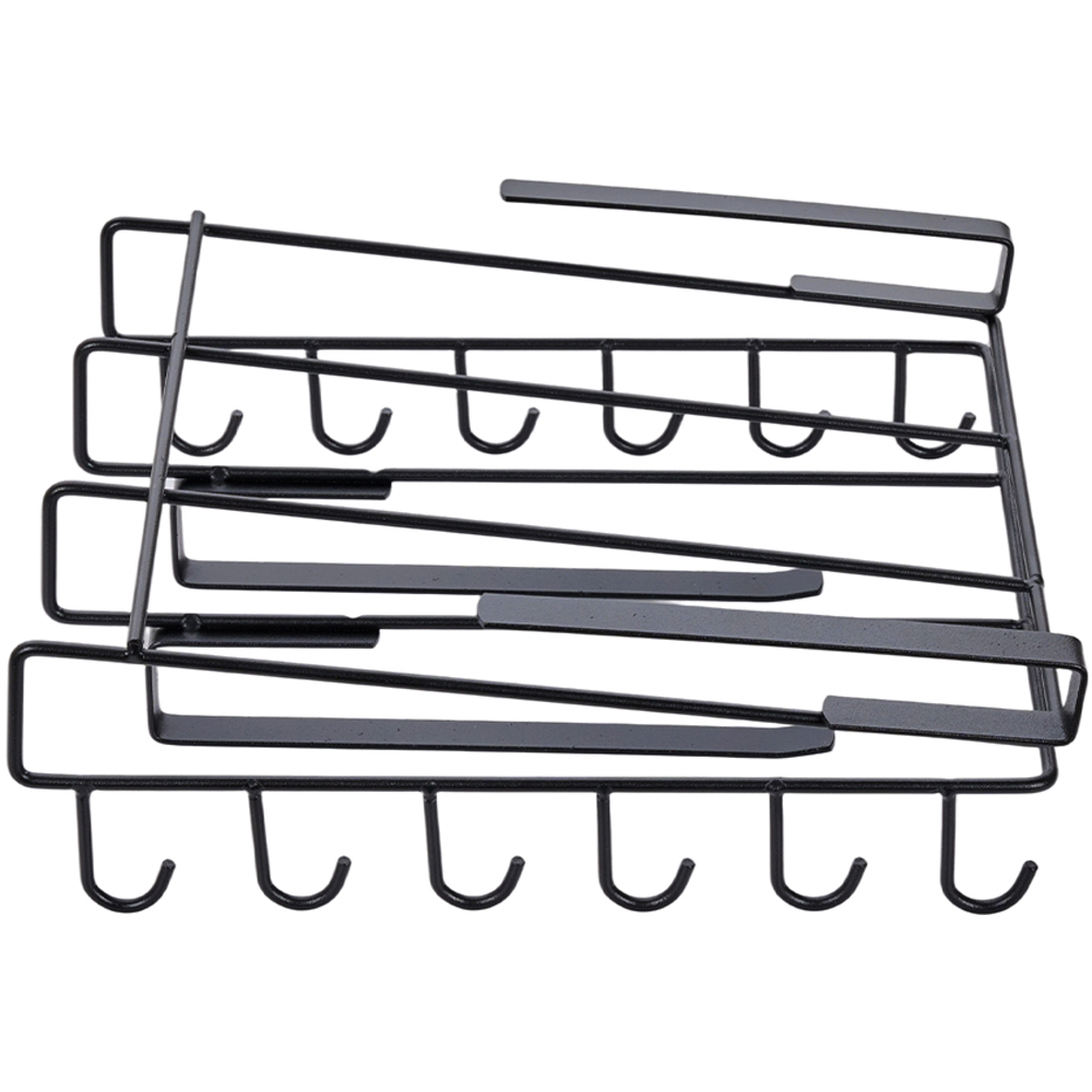 Living and Home Black Under Cabinet Storage Rack with Hooks and Hanger Bars Image 3