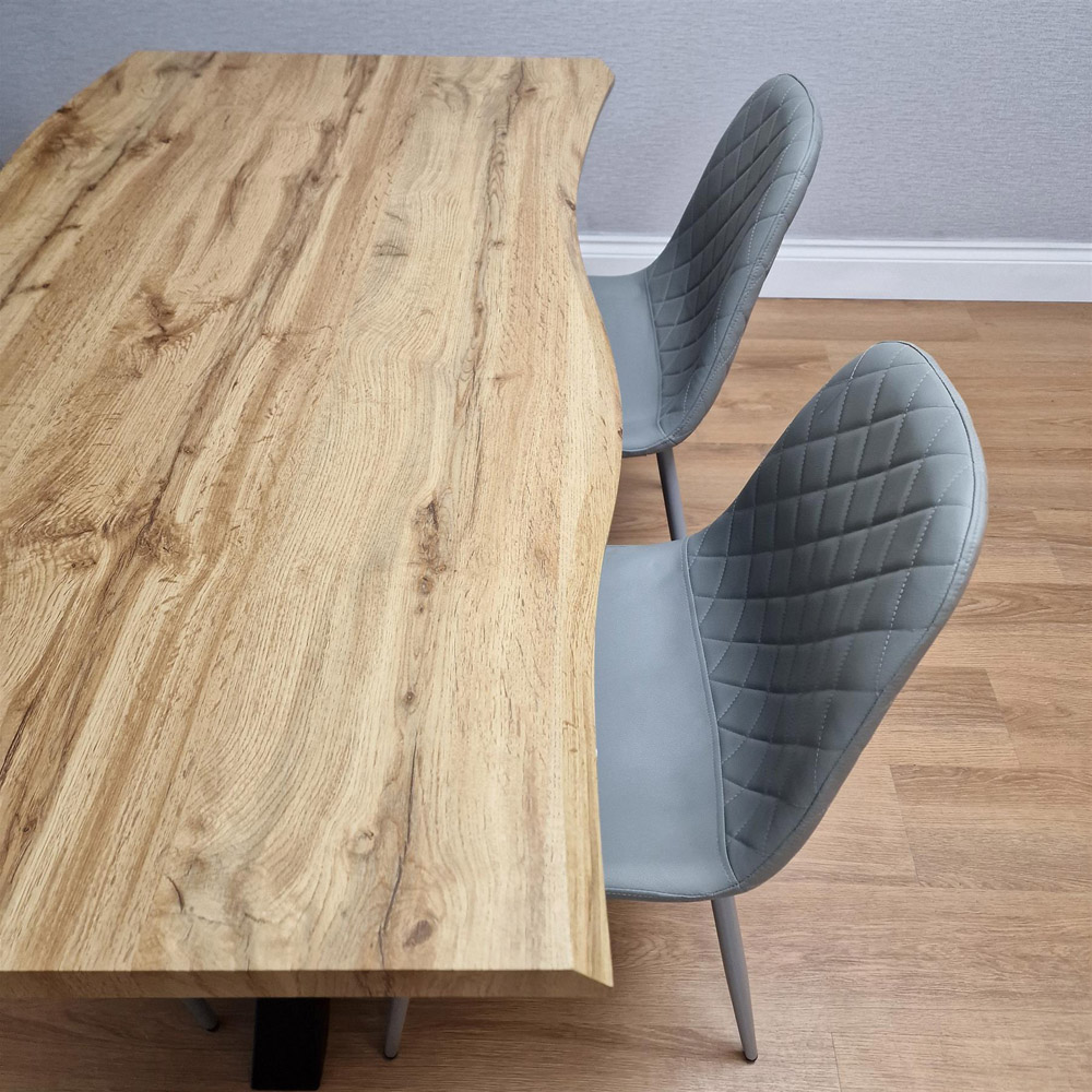 Kosy Koala 4 Seater Wooden Faux Leather Gem Pattern Dining Set Grey Image 5