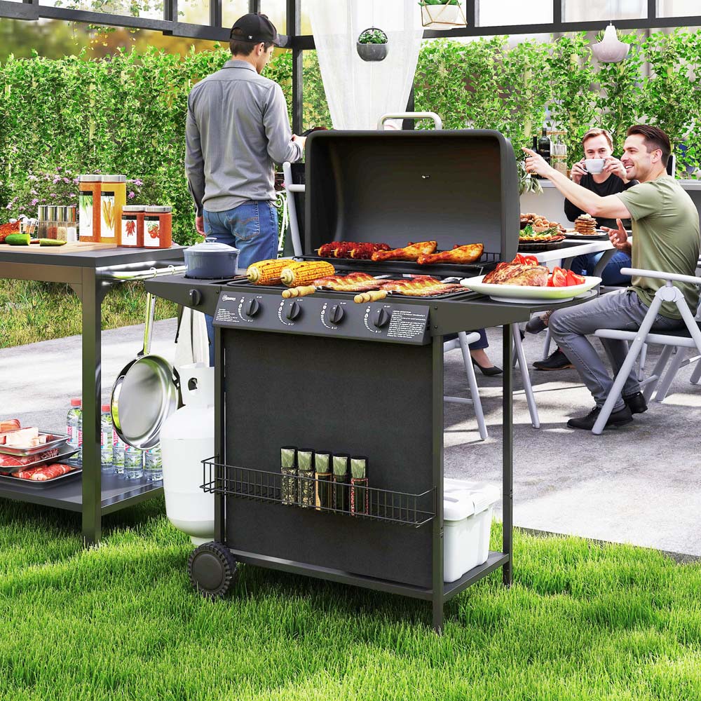 Outsunny Black 5 Burner Gas Barbecue Grill with Lid Image 2