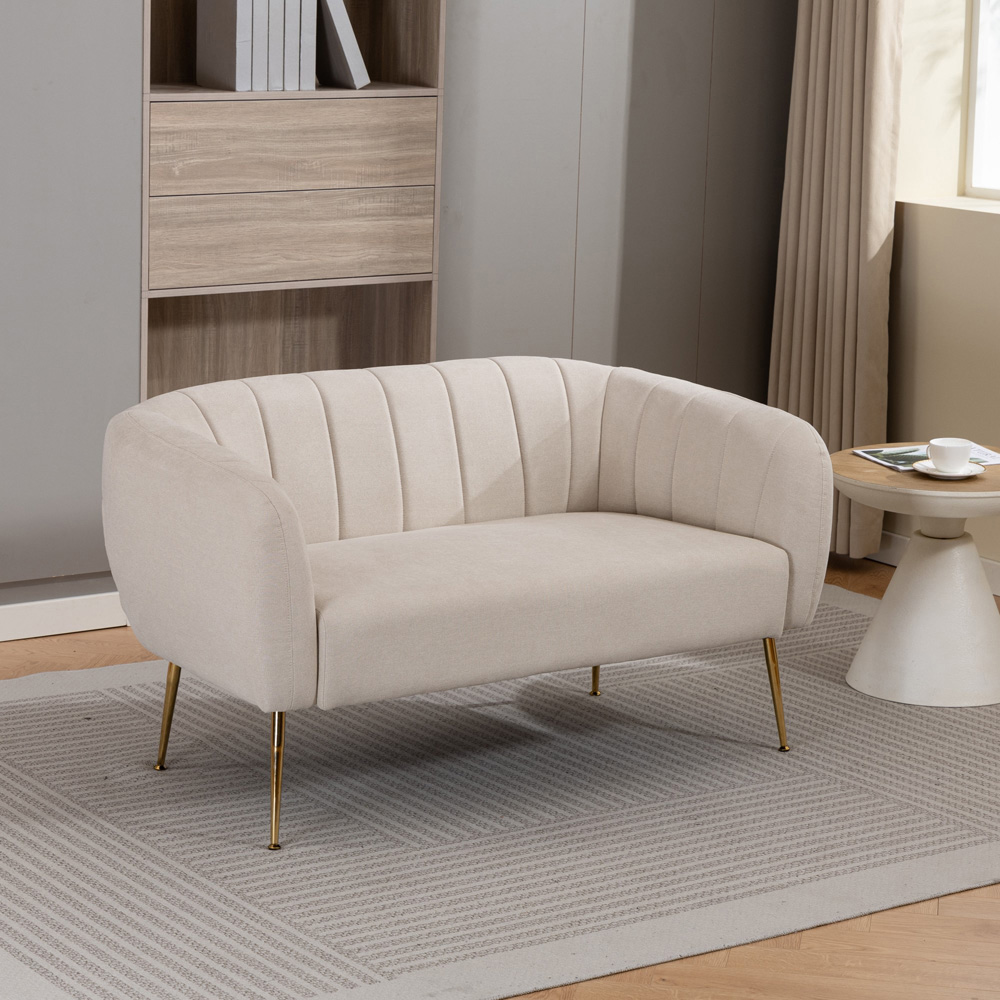 Artemis Home Stanton 2 Seater Beige Fabric Shell Accent Sofa Image 7
