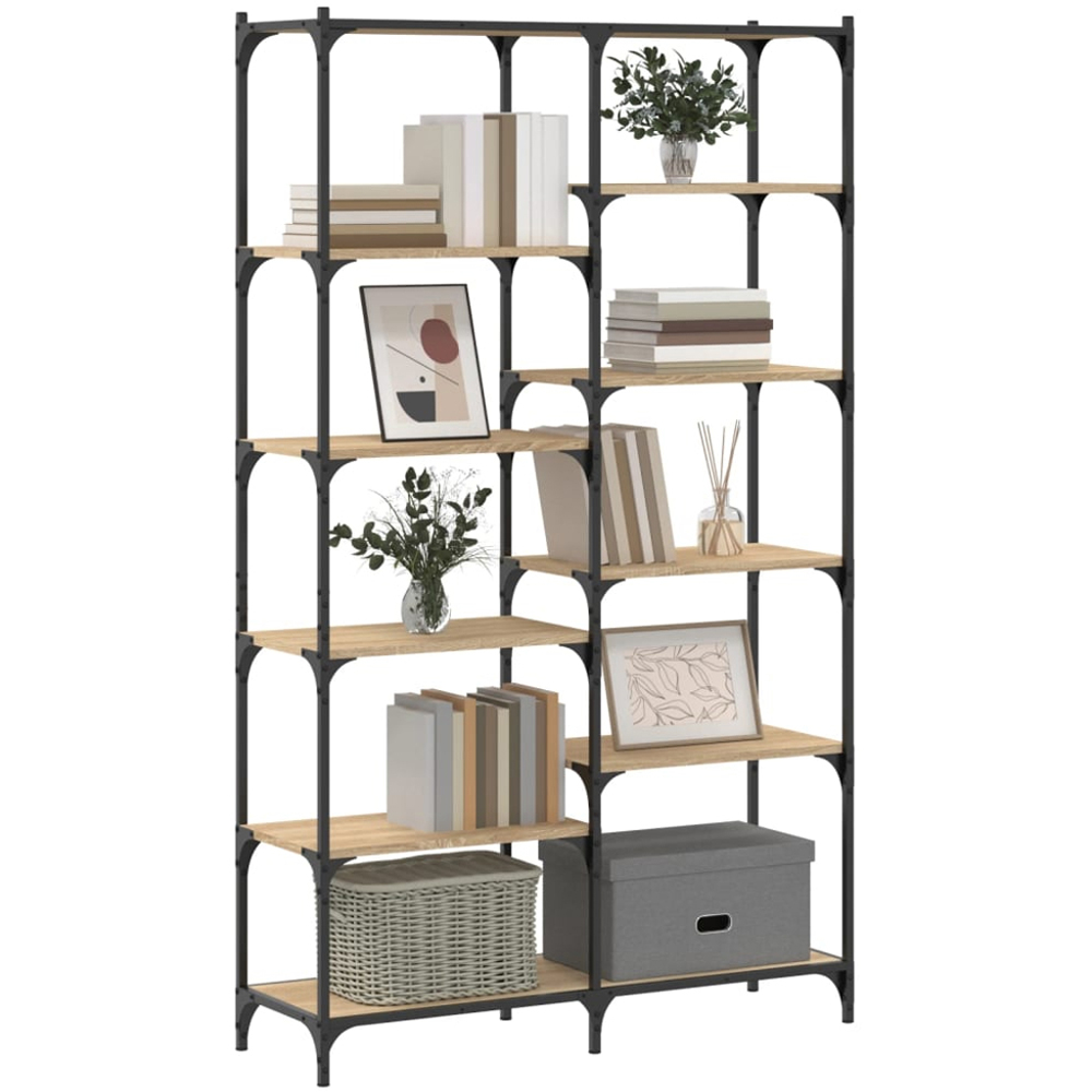 vidaXL 10 Open Shelf Sonoma Oak Bookshelf Image 3