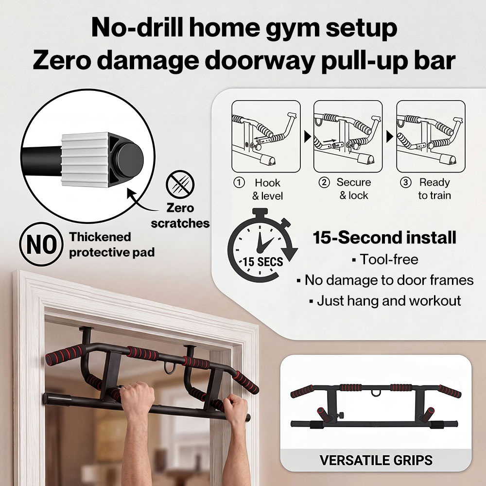 Traderight Centra Doorway Pull Up Bar with Resistance Band 200kg Image 6