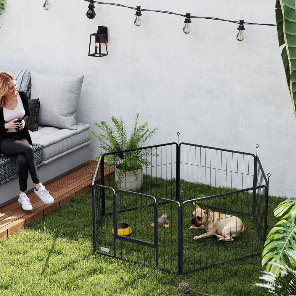PawHut Grey 6 Panel Dog Playpen 60cm Image 2