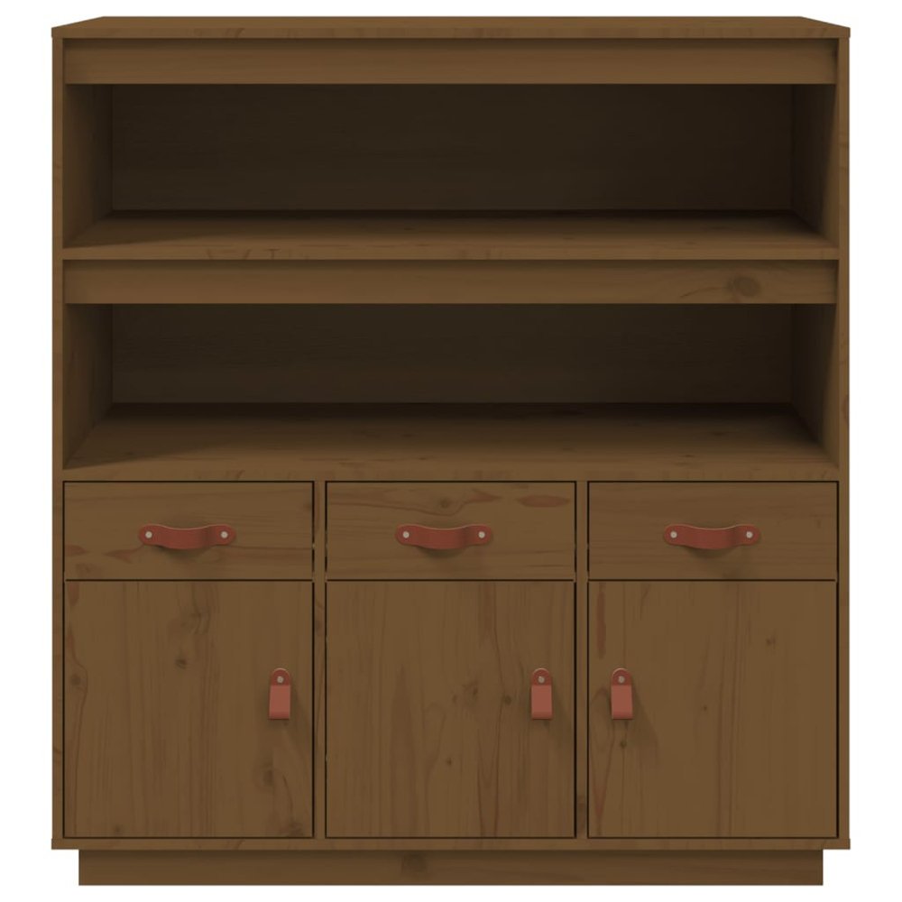 vidaXL 3 Door 3 Drawer 2 Shelf Honey Brown Solid Pine Wood Highboard Image 5