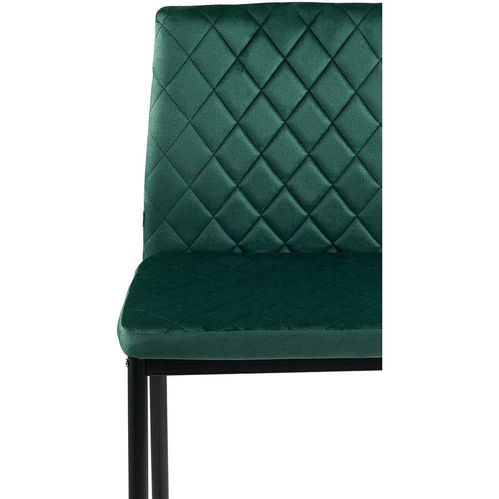 Living and Home Dark Green Velvet Diamond Stitched Bar Stool Set of 2 Image 6