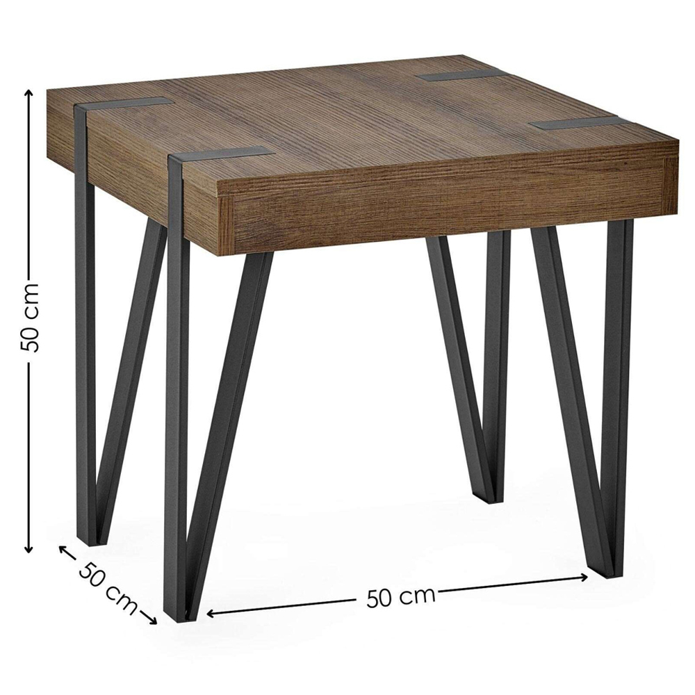 Julian Bowen Troy Rustic Wood Effect Square Side Table Image 9