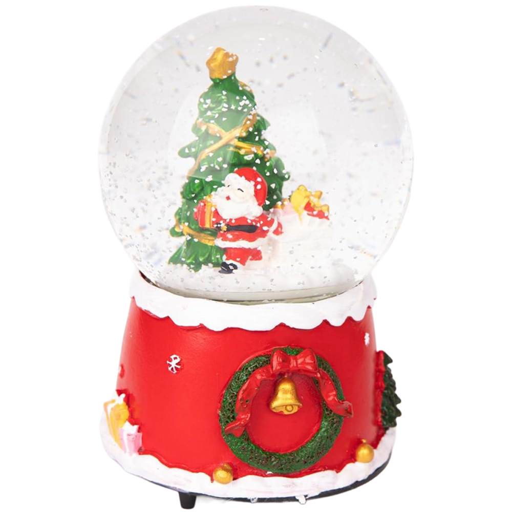 Shatchi Musical Snowglobe Christmas Tree and Santa Scene Image 1