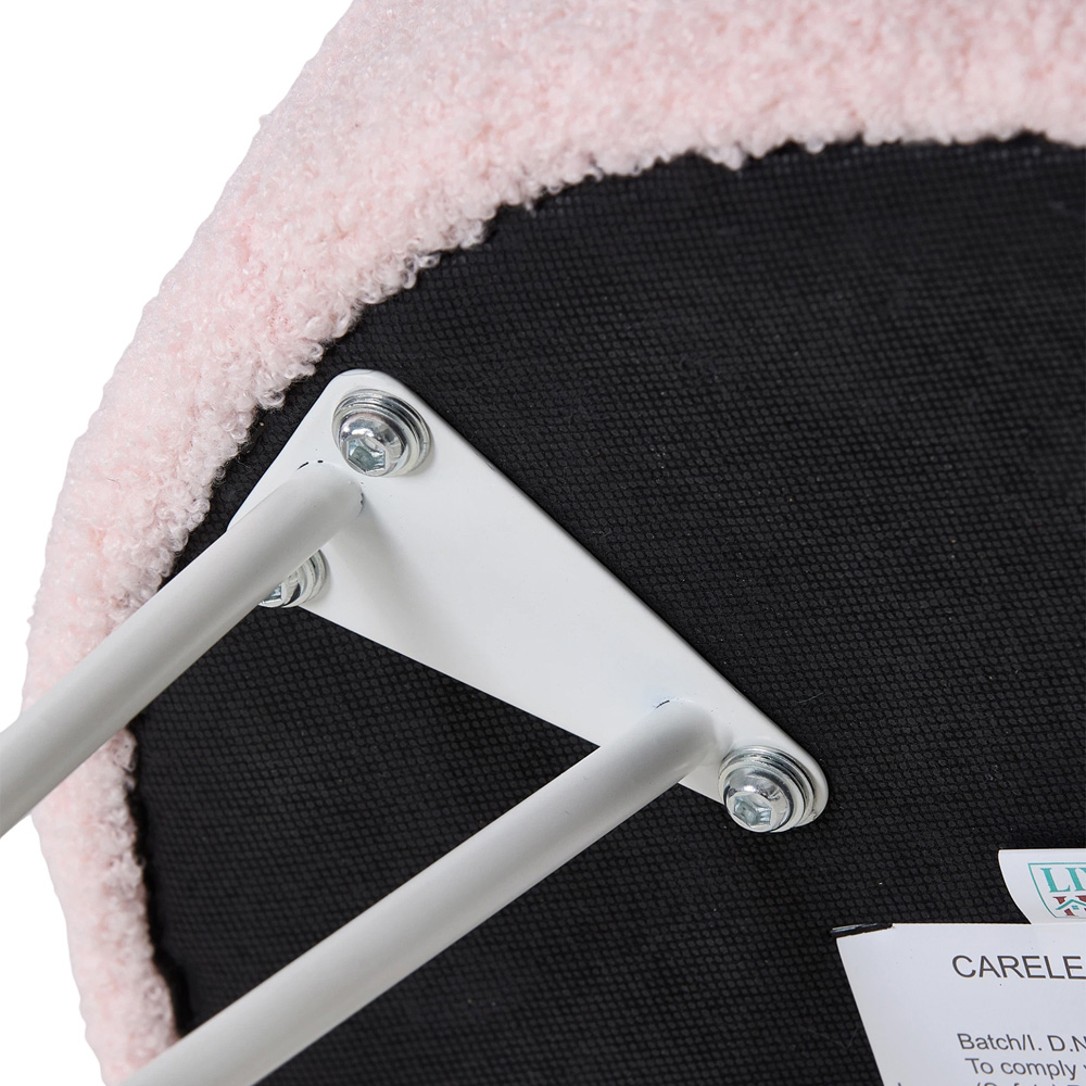 Living and Home Pink and White Teddy Fleece Hidden Storage Stool Image 3