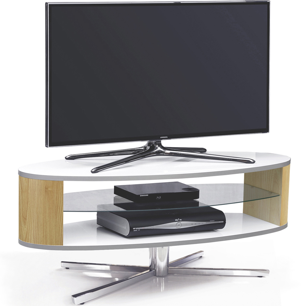 MDA Designs Orbit 2 Shelf White and Oak TV Cabinet Image 4