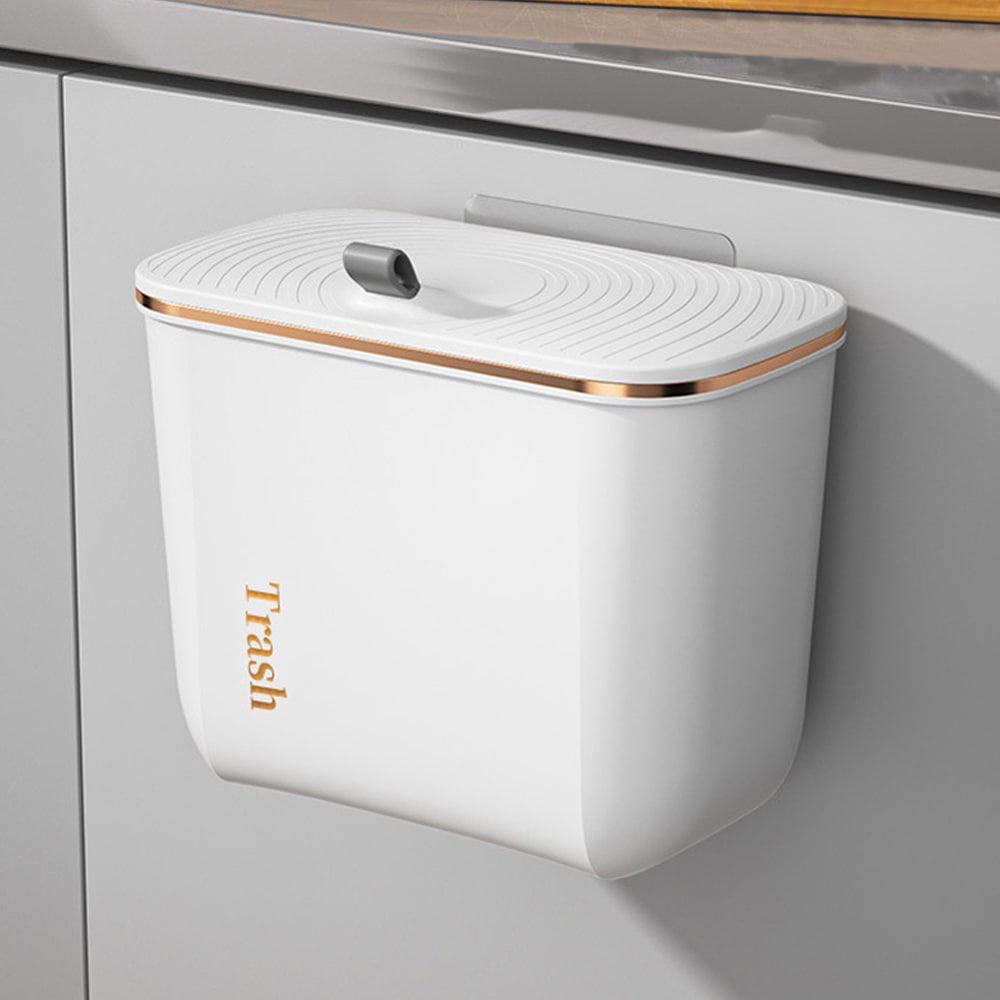 Living and Home White Kitchen and Bathroom Trash Bin Image 2