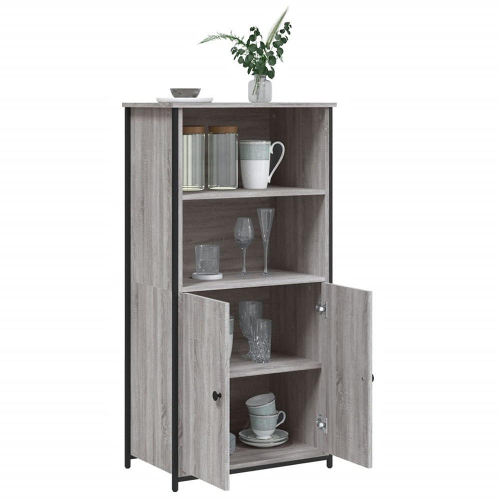 vidaXL 2 Door 2 Shelf Grey Sonoma Highboard Image 4