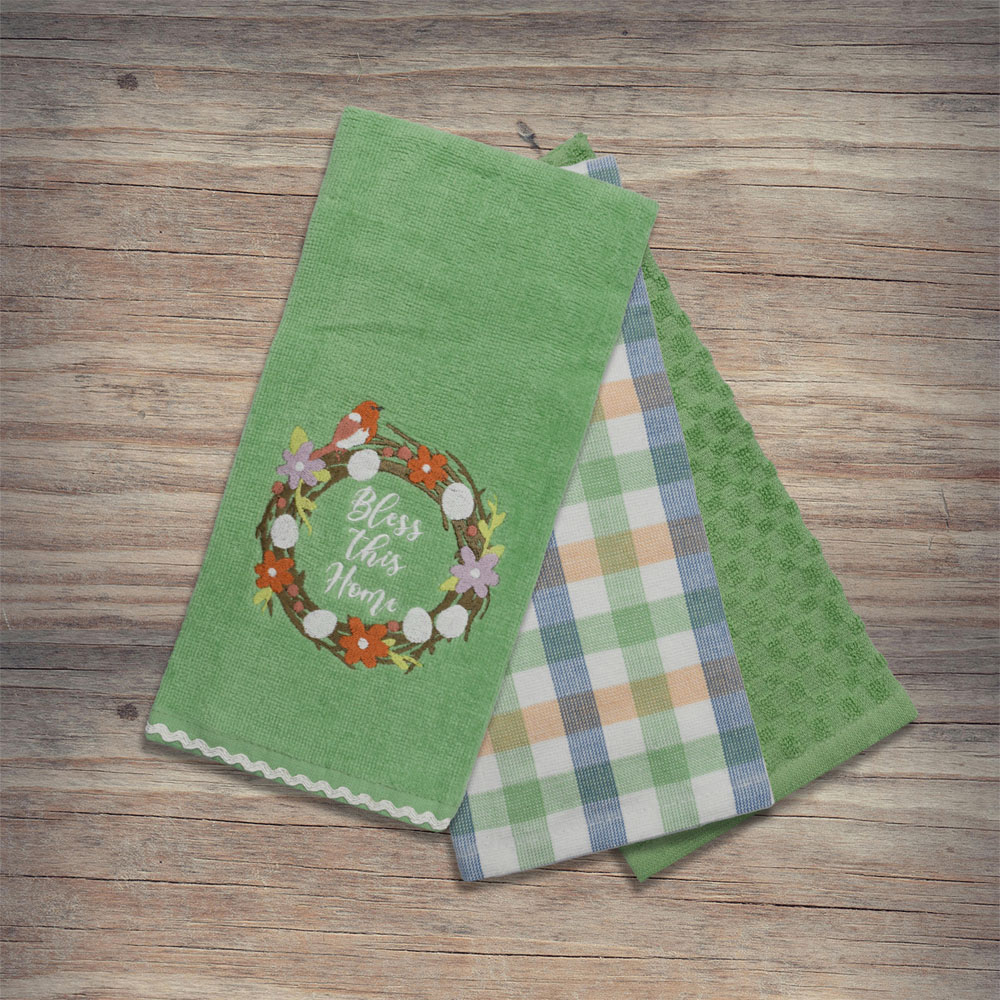 Kitchen Trends 3 Piece Bless This Home Tea Towel Set Image 2