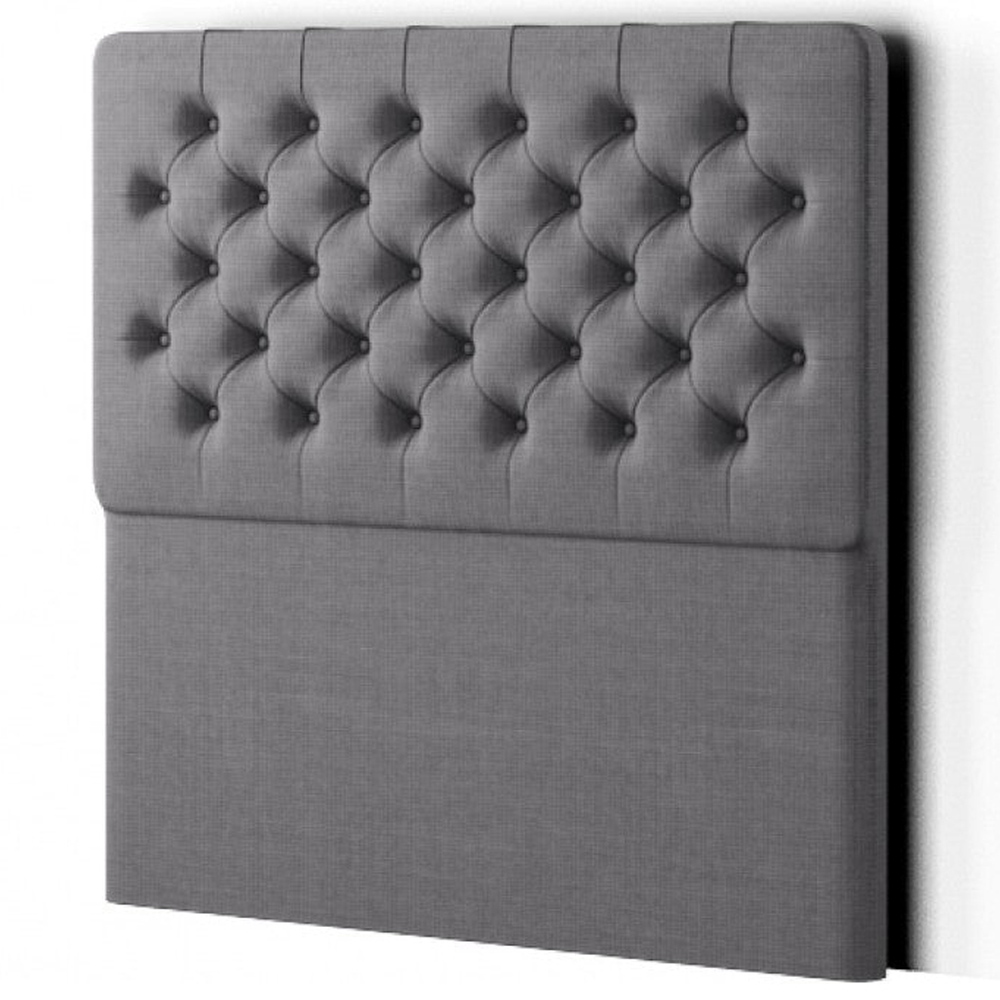 Eleganza Mary Chesterfield Double Grey Linen Floor Standing Headboard Image 2