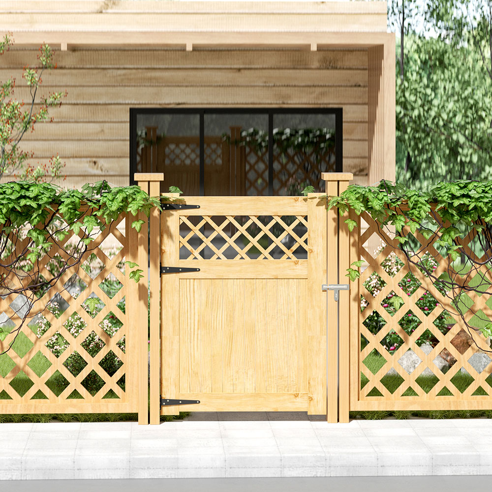 Living and Home Rhombus Wooden Garden Fence Gate with Latch 120 x 90cm Image 2