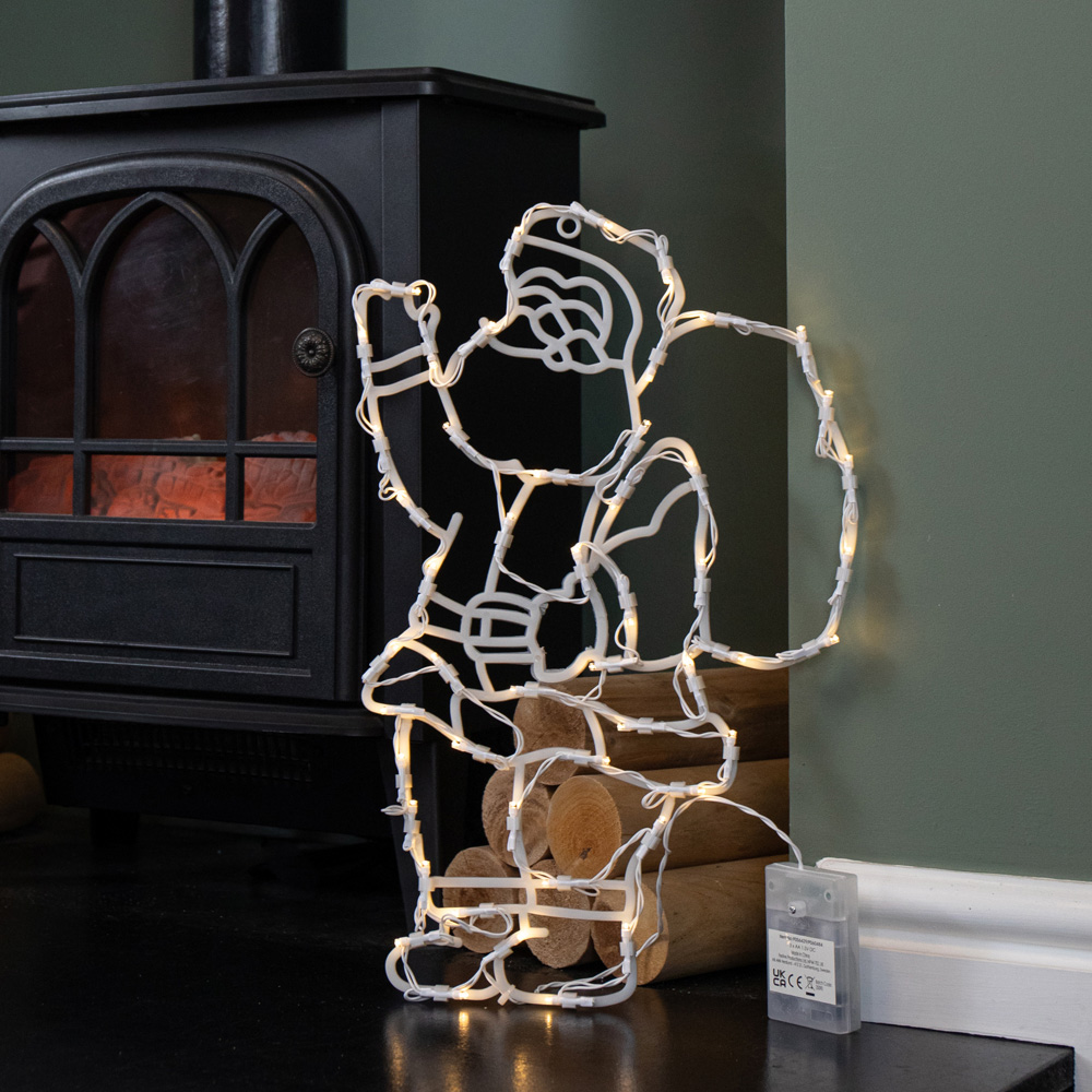 Samuel Alexander 50 Warm White LED Battery Powered Light-Up Hanging Santa Christmas Decoration 44cm Image 2
