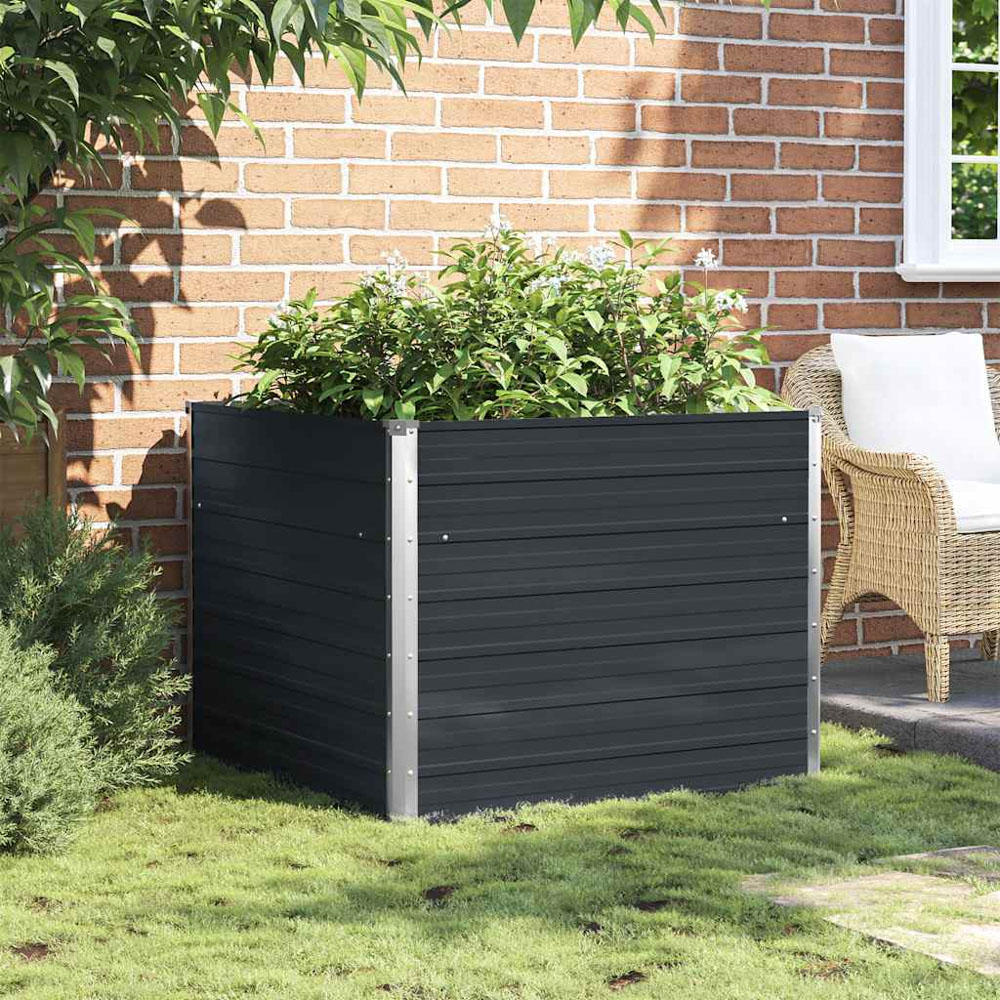 vidaXL Anthracite Galvanised Steel Raised Garden Bed 77 x 100 x 100cm Image 2