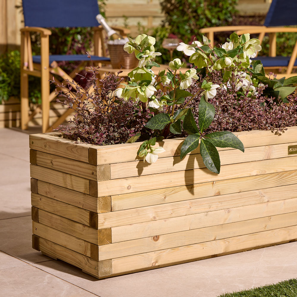 Rowlinson Premier Natural Wooden Patio Trough Planter 37 x 150 x 40cm Image 7