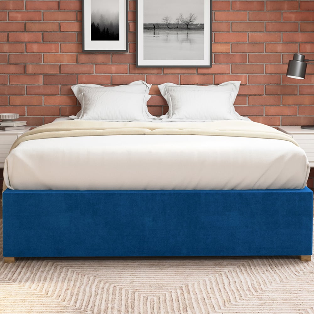 Aspire Furniture Super King Size Navy Plush Platform Ottoman Bed Image 3