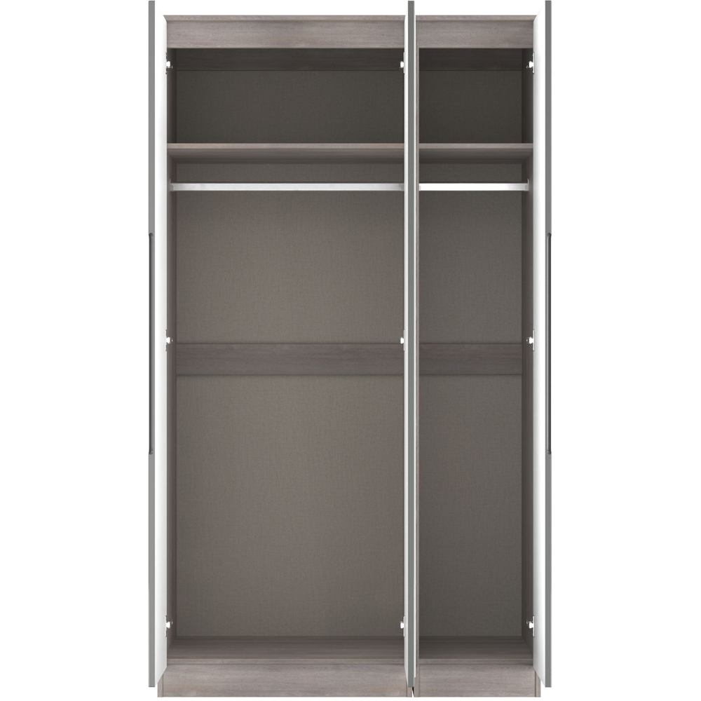 Crowndale Milan 3 Door Grey Gloss and Grey Oak Tall Mirrored Wardrobe Ready Assembled Image 7