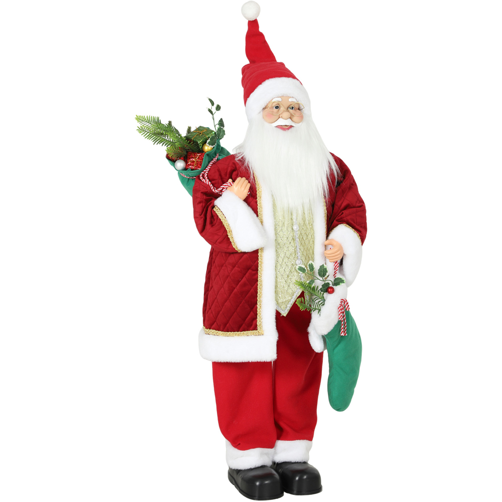 HOMCOM Singing and Dancing Santa Claus with Stocking Sack Christmas Decoration 4ft Image 1
