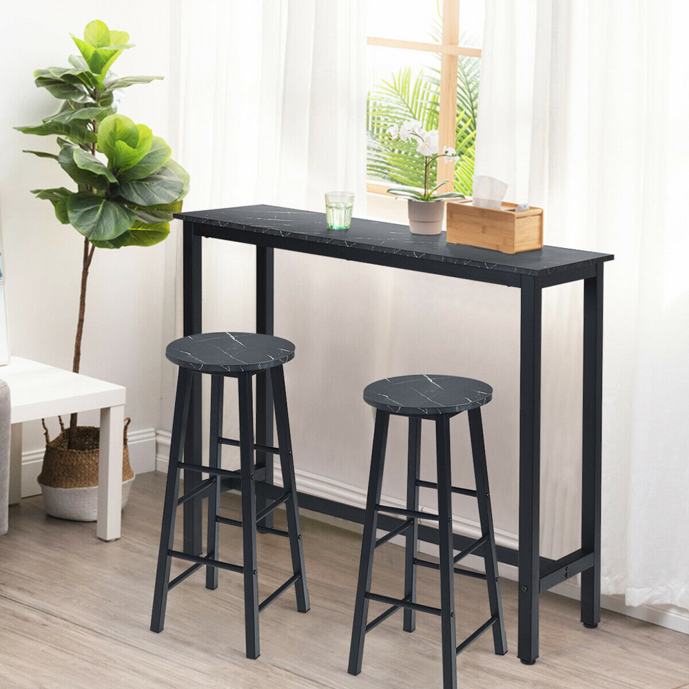 Costway Faux Marble Bar Stool Set of 2 Image 3
