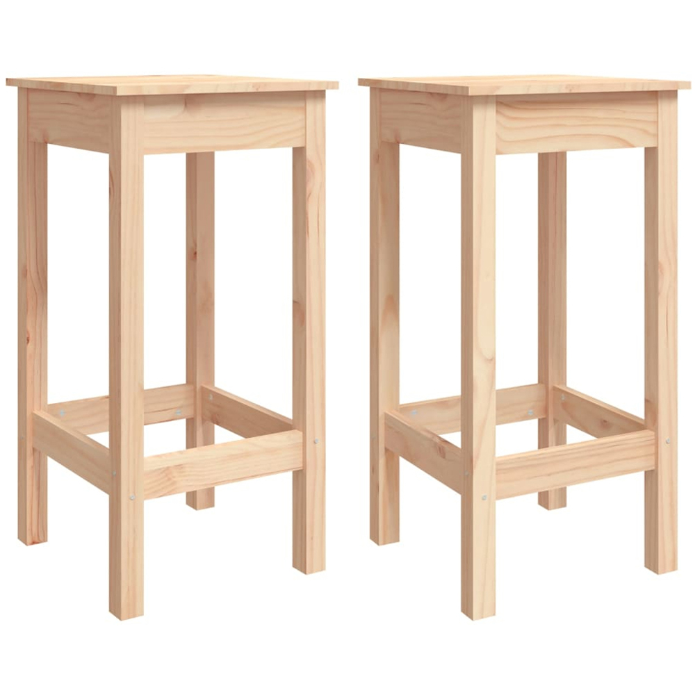 vidaXL Natural Solid Pine Wood Bar Table Set of 3 Image 4