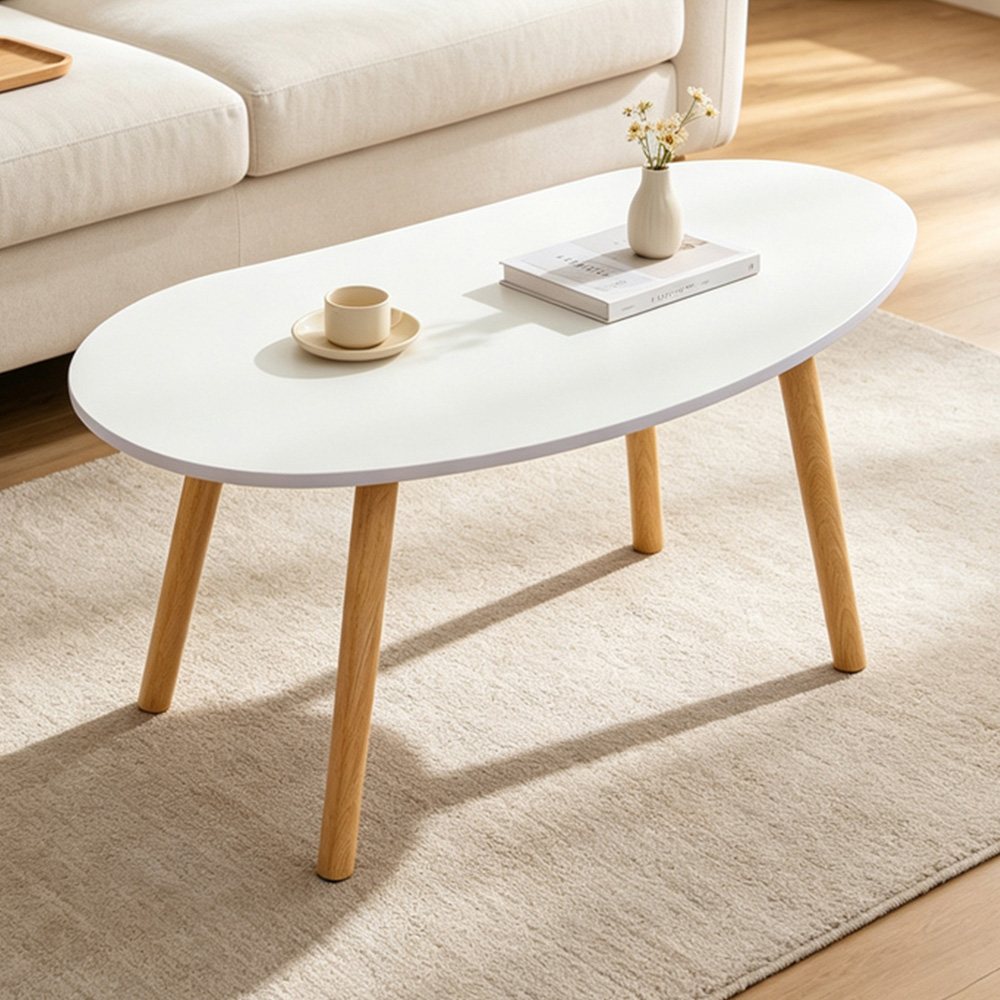 Living and Home White Mango Shaped Coffee Table Image 1