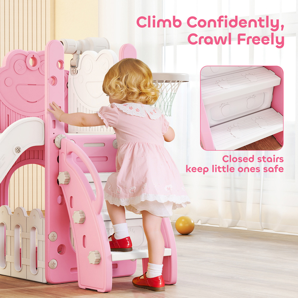 Tommy Toys AIYAPLAY 5-in-1 Pink Frog Toddler Playset with Basketball Hoop and Telescope Image 7