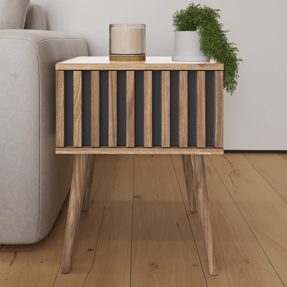 GFW Rowan Oak Louvered Side Table Image 7