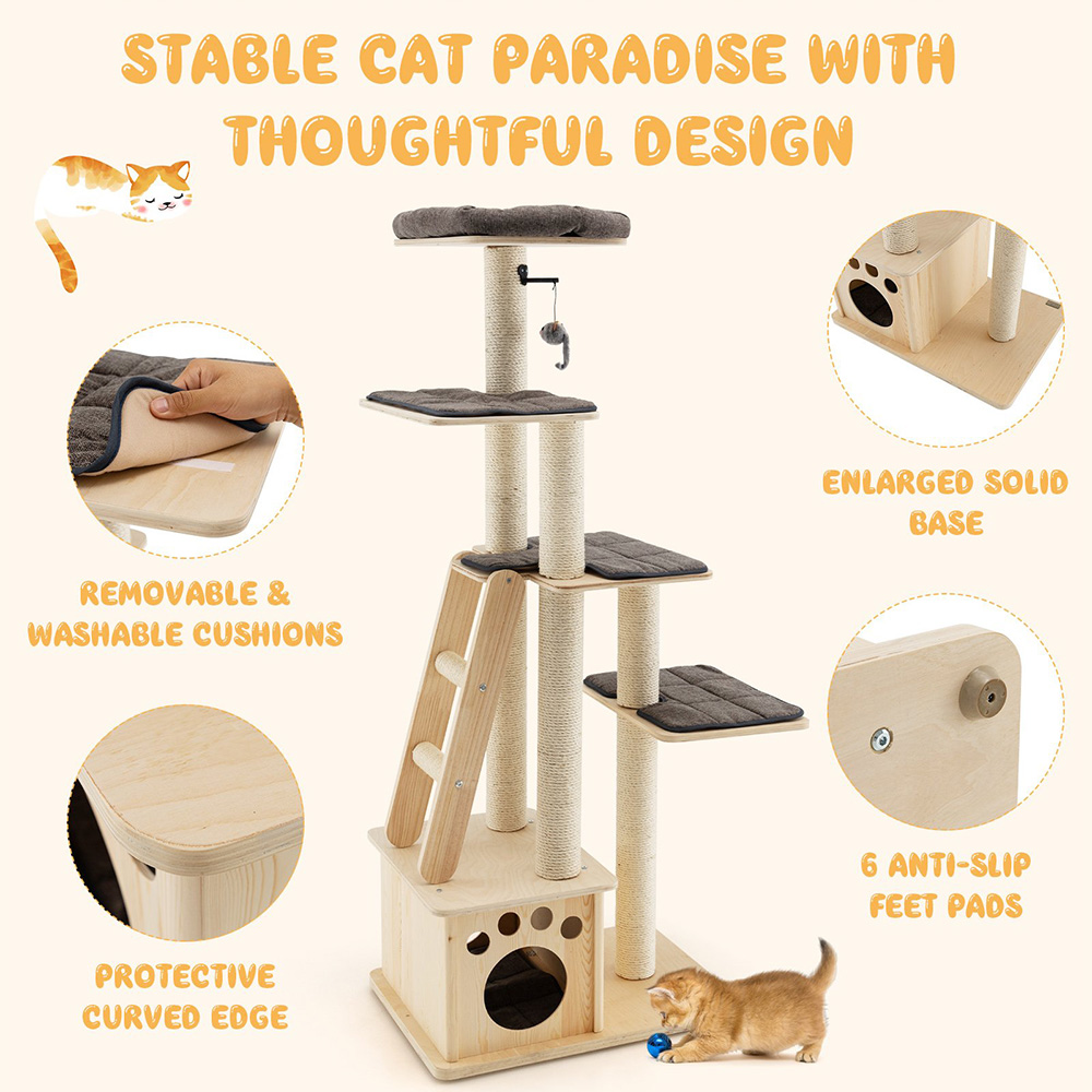 Costway 170cm Cat Tree Scratcher Image 8