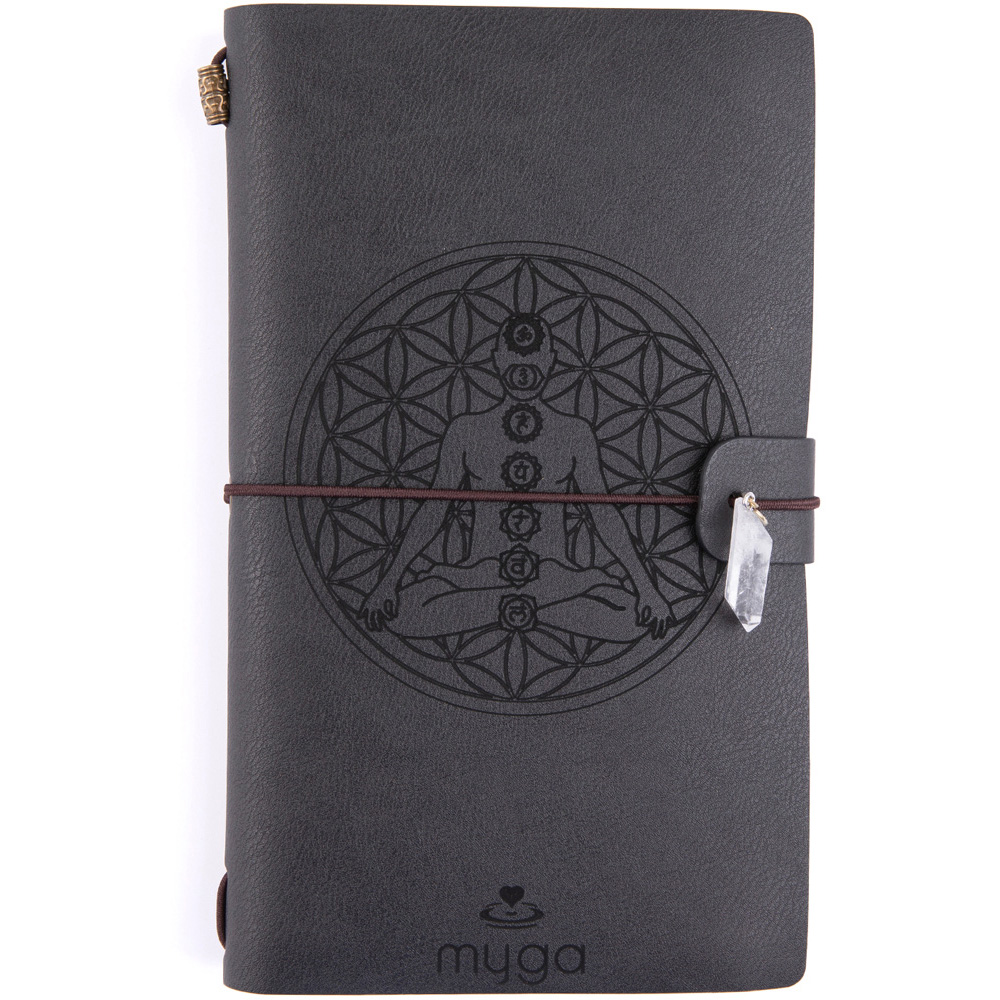 Myga Black Meditation Chakra Crystal Notebook Image 1